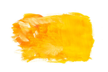 Abstract watercolor yellow and orange drawn using a brush on white paper, watercolor background