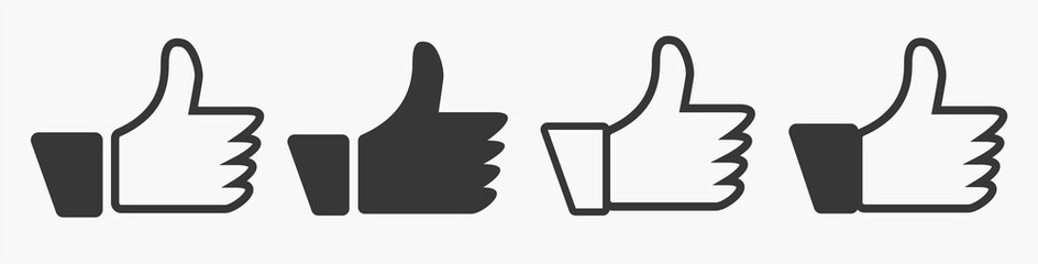 Set thumb up icon vector. Finger up symbol. I like signs,  like it, Yes, good sign isolated vector