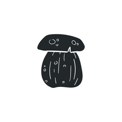 Boletus Icon Silhouette Illustration. Mushroom Vector Graphic Pictogram Symbol Clip Art. Doodle Sketch Black Sign.