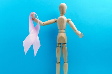 Breast cancer awareness, abdominal cancer awareness and blue background. Copy space