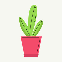 Potted houseplant. Plant for home and office, decor. A plant with green leaves. Vector illustration