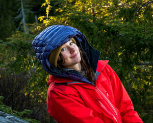 Back packer on the LaCloche Trail  Killarney Provincial Park in Ontario,  Shot in late November