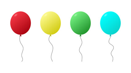 balloons cartoon set with different color isolated on white background for festive website banner and special party decoration