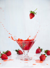 Strawberry Juice levitation Splash Photo