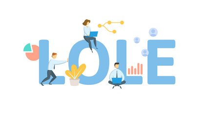 LOLE, Loss of Load Expectation. Concept with keyword, people and icons. Flat vector illustration. Isolated on white.