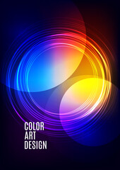 Bright abstract overlapping circles, lines. You can use for advertisement, poster, template, business presentation. Vector