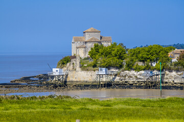 Talmont sur gironde, Nouvelle Aquitaine, church sainte radegonde in mediaeval city, France. High...