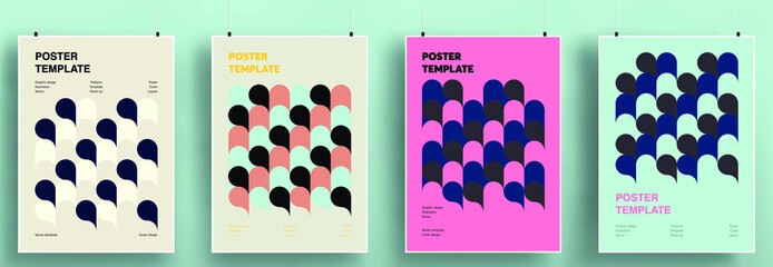 Minimal cover designs. Set of templates with geometric elements. Bauhaus and retro shapes. Eps10 vector.