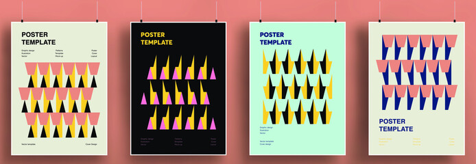 Minimal cover designs. Set of templates with geometric elements. Bauhaus and retro shapes. Eps10 vector.