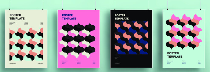 Minimal cover designs. Set of templates with geometric elements. Bauhaus and retro shapes. Eps10 vector.