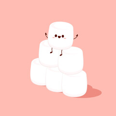 Marshmallow cartoon. marshmallow character design. Marshmallow vector.