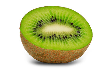 Fototapeta na wymiar Slice of kiwi fruit isolated on white background in studio