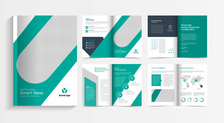 Brochure creative design. Multipurpose template, include cover, back and inside pages. Trendy minimalist flat geometric design. Vertical a4 format.