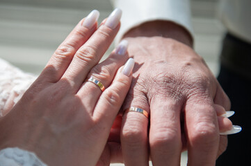 Wedding rings on the hands
