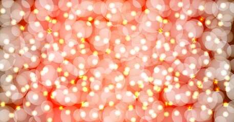Abstract bokeh with defocused and blur lights on a red background. Christmas and New Year. Vector illustration for banners, flyers, posters, cards, greetings, social media, social networks