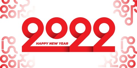Typography of 2022 with paper cut design. Happy new year background template design.