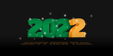 3D Typography of 2022 in various directions design. Happy new year background template design.