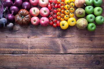 Colourful fruit and vegetable background
