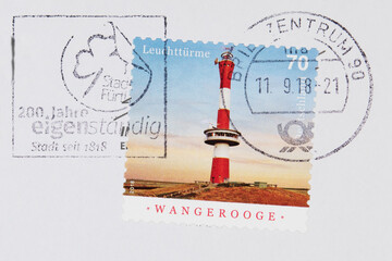 briefmarke stamp vintage retro alt old gestempelt used frankiert cancel leuchtturm lighthouse...