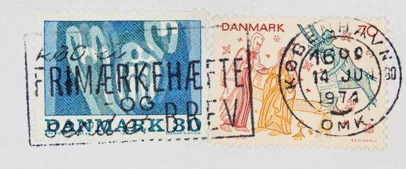 briefmarke stamp vintage retro alt old gestempelt used frankiert cancel denmark danmark dänemark...