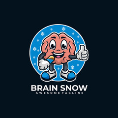Brain cartoon logo design vector