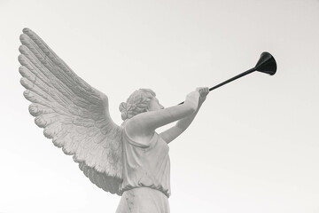 Angel statue on white background