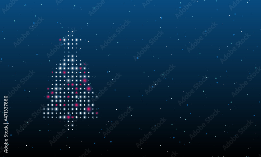 Aufkleber on the left is the christmas tree symbol filled with white dots. background pattern from dots and ci