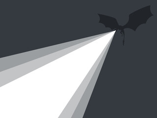 Ray of Light. Dragon spewing a beam of light. Banner for advertising. Vector illustration