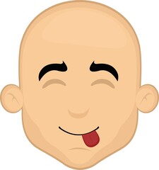 Vector illustration of a cartoon bald man's face with a yummy, delicious expression
