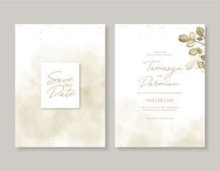 Elegant wedding invitation template with watercolor painting