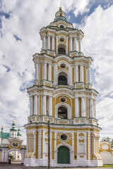 Obraz premium Belfry in Holy Trinity - Elijah Monastery in Chernihiv. Monastery founded in 11th century. City Chernihiv - one of oldest cities of Kievan Rus (907). Chernihiv, Ukraine.