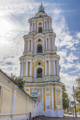 Fototapeta premium Belfry in Holy Trinity - Elijah Monastery in Chernihiv. Monastery founded in 11th century. City Chernihiv - one of oldest cities of Kievan Rus (907). Chernihiv, Ukraine.