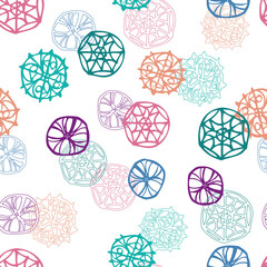 Seamless pattern of outlines abstract round decorative design elements
