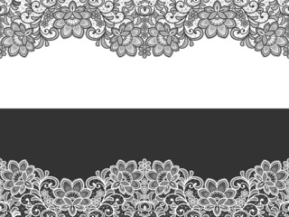 lace seamless flowers decoration element. lace ribbon - obrazy, fototapety, plakaty