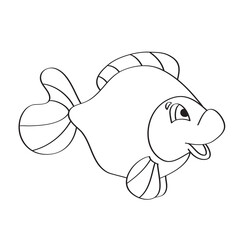 Simple coloring page. Drawing worksheet for preschool kids with easy gaming level - Fish