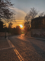 Sunset on the street
