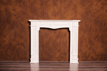 beautiful decorative fireplace on a brown background