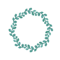 Eucalyptus wreath watercolor illustration for web, for print