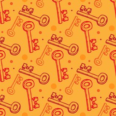 Seamless pattern of keys. hand drawn vector illustration for print or web design