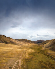 the person on the road in the mountains