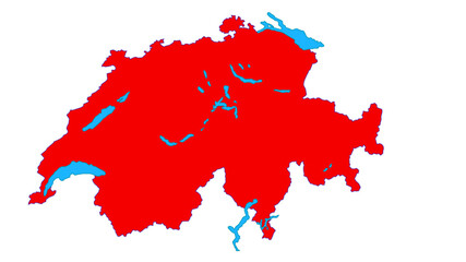 Shape / Border of Switzerland including the major Lakes