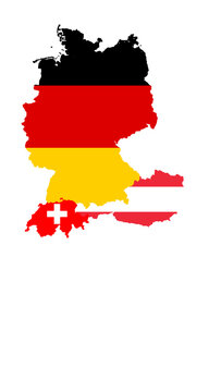 Shape / Border DACH - Germany Austria Switzerland with Flags