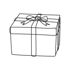 Continuous line drawing of gift box.