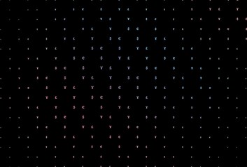 Dark blue, red vector pattern with EUR, USD, GBP, JPY.