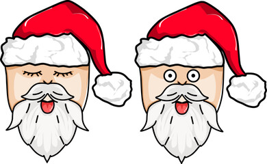 Vector Illustration of Face Cute Santa Claus, Very Suitable For Masks, Shirt Design, And Celebration Decoration