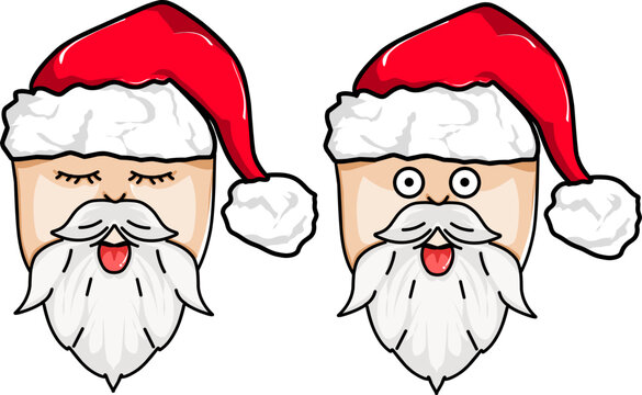Vector Illustration of Face Cute Santa Claus, Very Suitable For Masks, Shirt Design, And Celebration Decoration