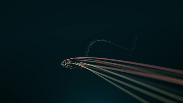 Abstract Swirling Light Strings Background With Depth Of Field/ 4k animation of an abstract wallpaper background of swirling fractal particle lines glowing with depth of field and ambient occlusion se
