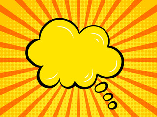 comic book style background with bubble, bright yellow color, rays shining.