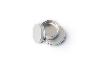 silver metal container for creme