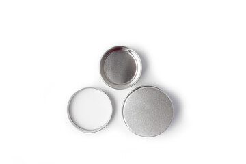 silver metal container for creme